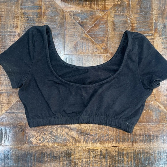 Urban Outfitters Project Social T Cropped Bubble Cotton Top Black Women Sz XS - Picture 9 of 10